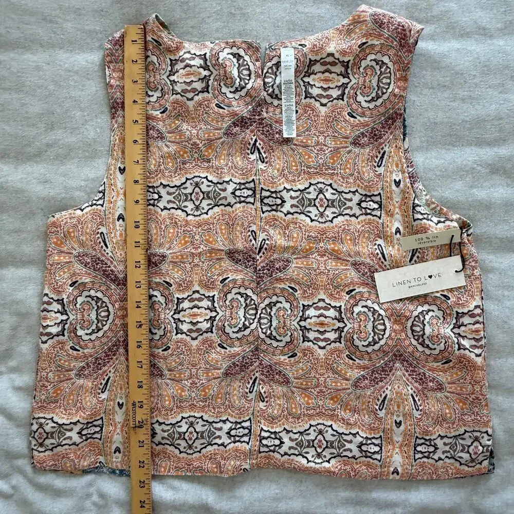 Linen Reversible Tank Top | XL | NWT Resort-2 in 1 blouse - Picture 14 of 16